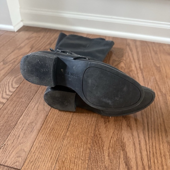 NINE WEST BLOGGER BLACK PREMIUM LEATHER SIDE ZIP TALL RIDING BOOTS 6M - Picture 10 of 11